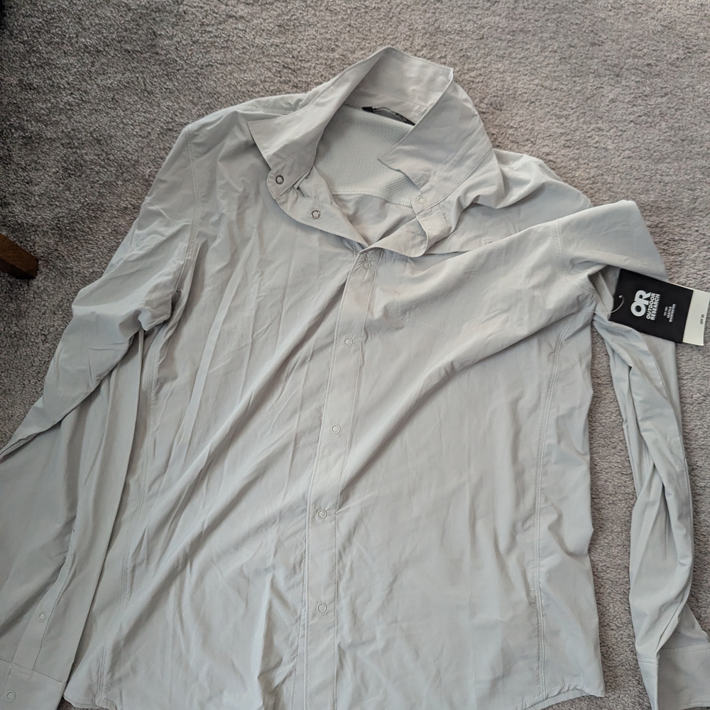 Outdoor Research Light Gray Casual Button Down Shirt